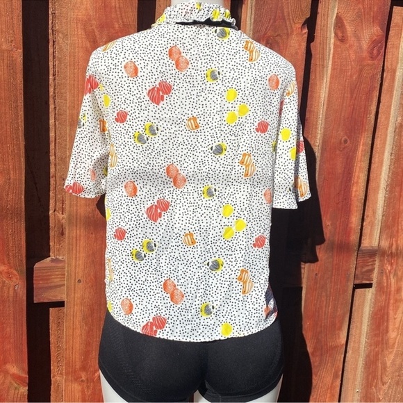 Zara Multicolor Polka Dot Blouse with Ruffles Tie Size M - Picture 7 of 10